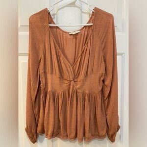 American Eagle Swiss Dot Blouse Sz M 90’s Twist Front Babydoll Y2K Gauzy Stretch